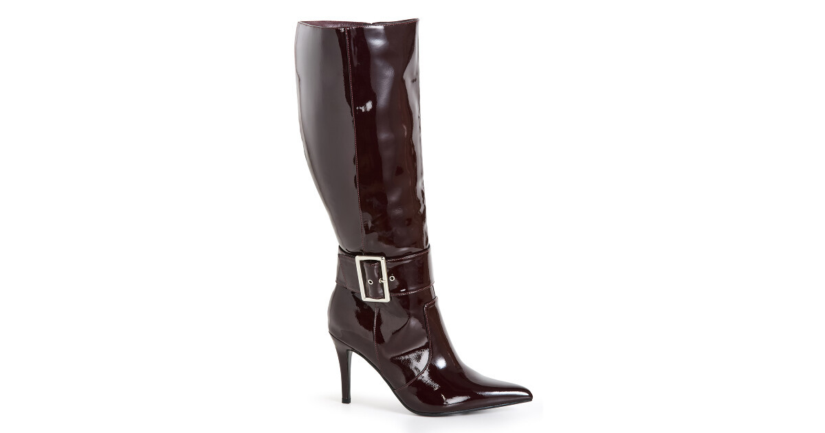 WIDE FIT Alix Long Stiletto Boot - dark cherry | City Chic NZ