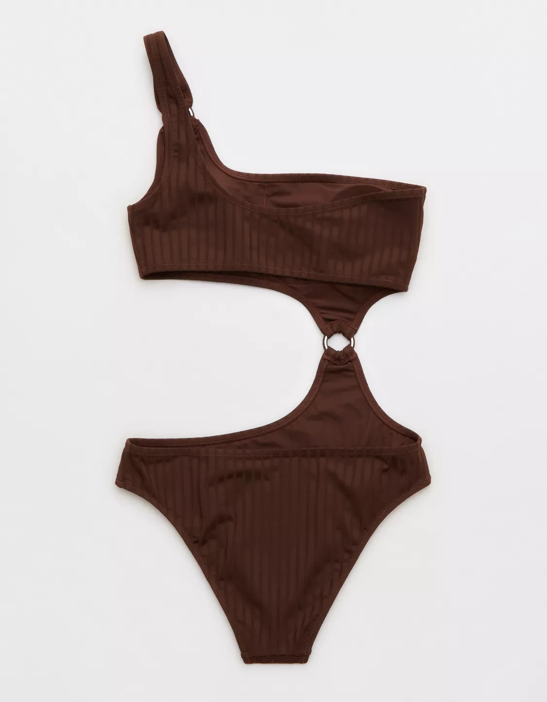Aerie Wide Rib Cut Out One Shoulder Ring One Piece Swimsuit | Aerie