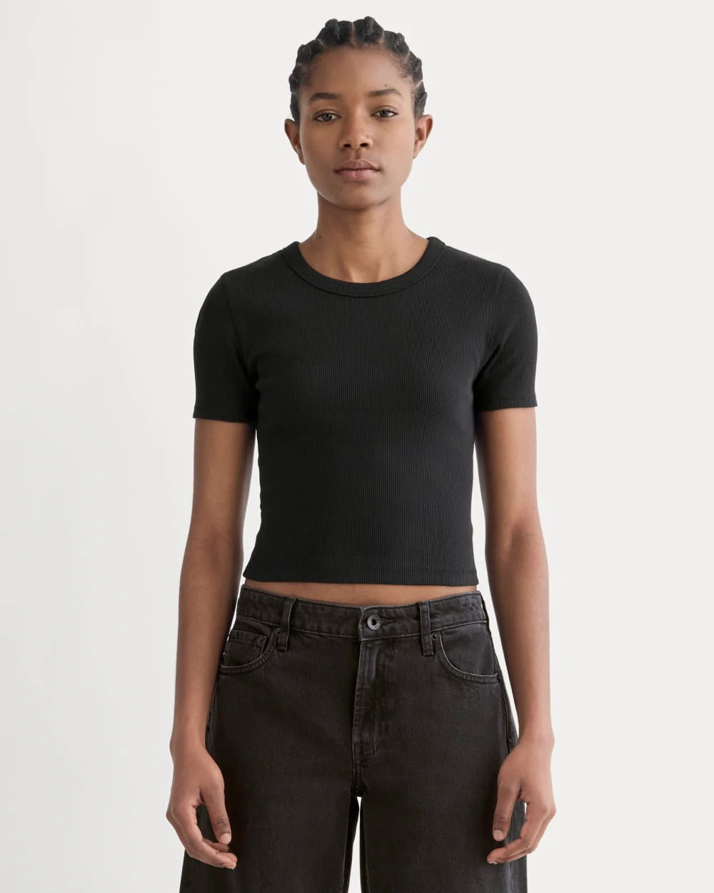 Everlane �90s Rib Tshirt In Black, Size XS, Cotton/Elastane | Everlane