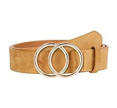 XZQTIVE Women’s Leather Ring Belt for Jean, Mothers Day Gifts Double Circle Buckle Belts | Amazon (US)