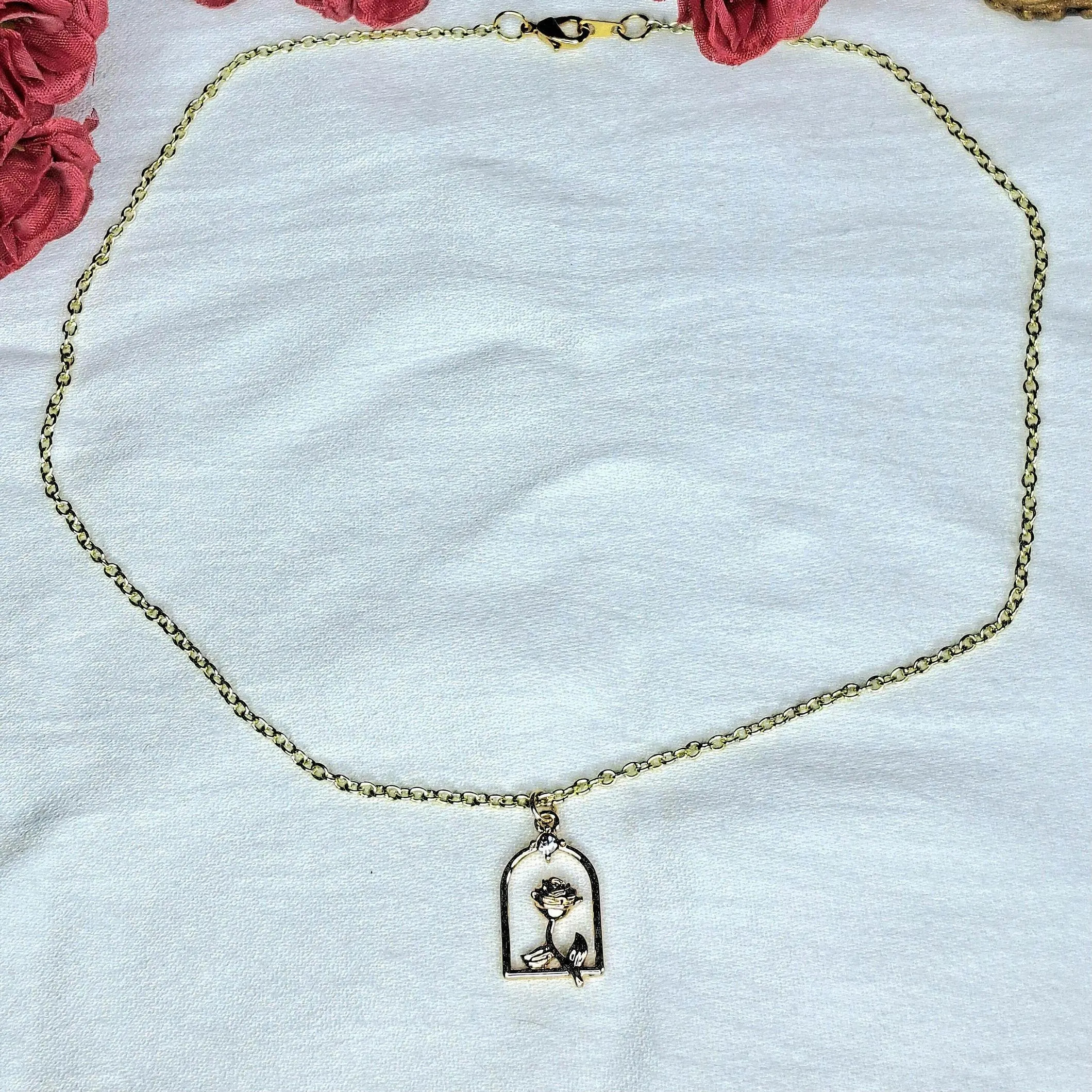 Enchanting Objects - Rose and Rhinestone necklace | Etsy (Global)