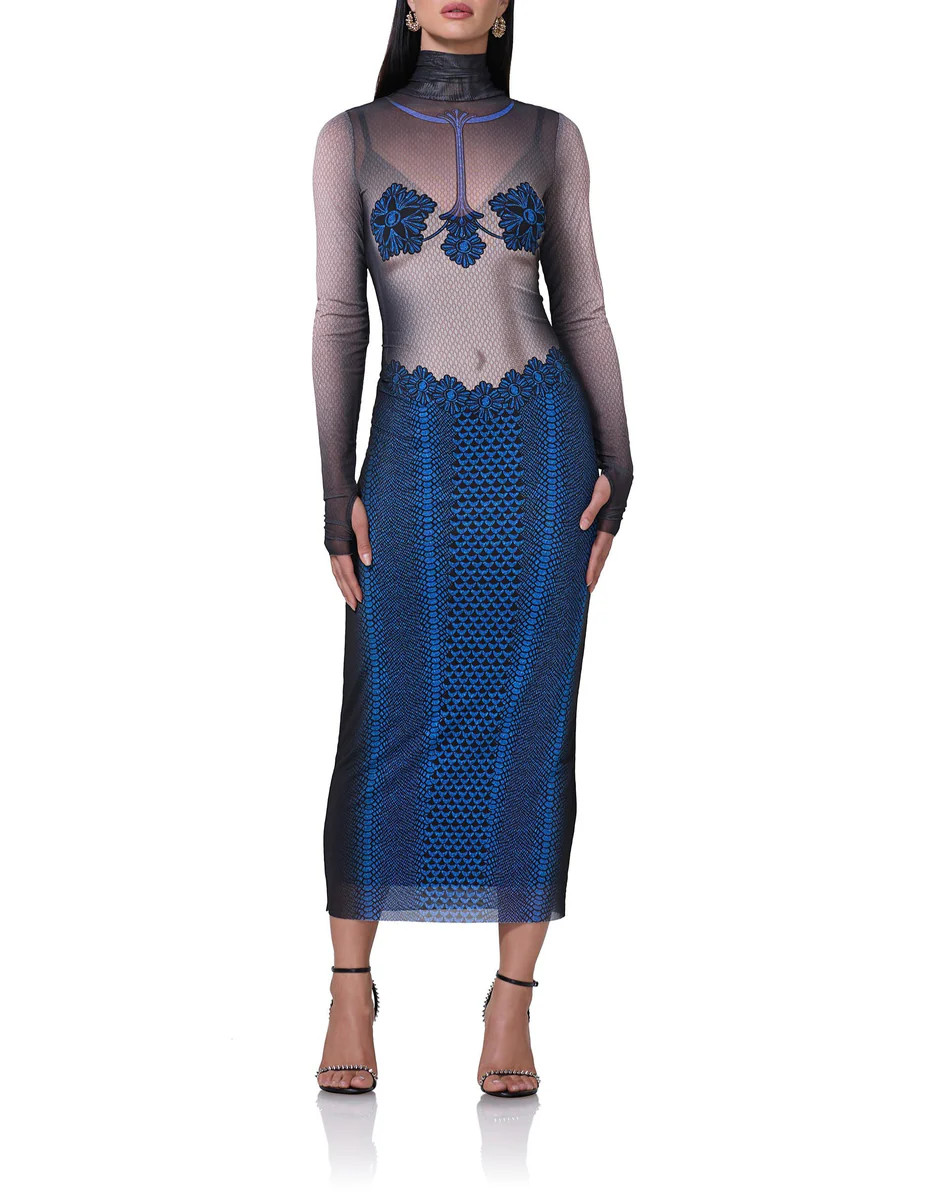 Shailene Dress - Ornate Navy | ShopAFRM