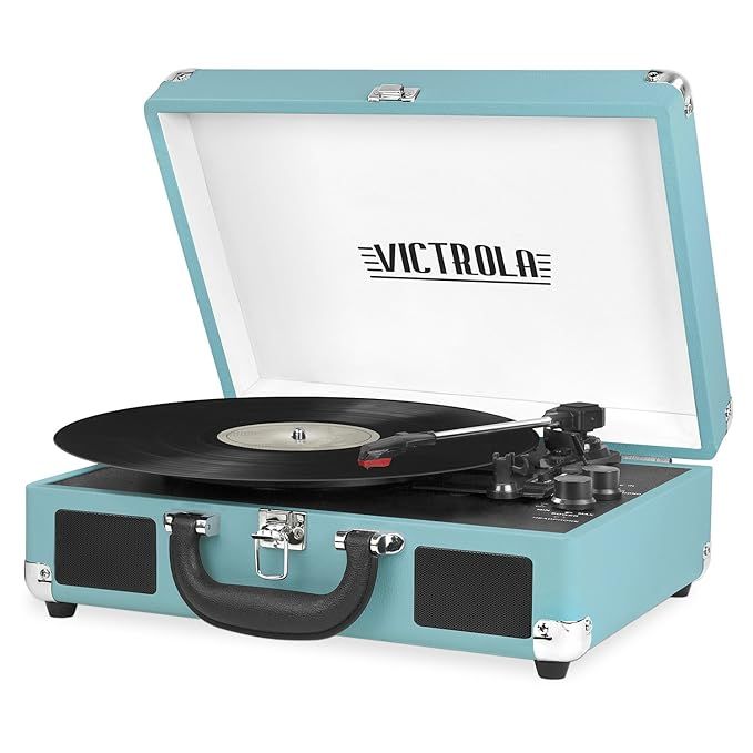 Victrola Vintage 3-Speed Bluetooth Suitcase Turntable with Speakers, Aqua Turquoise | Amazon (US)