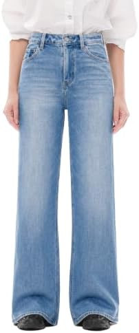 ONESO Wide Leg Jeans for Women 33.5" Long Inseam High Rise Baggy Denim | Stretchy Tummy Control R... | Amazon (US)