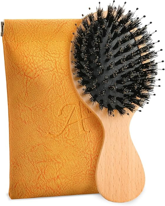 Mini Hair Brush, Travel Small Boar Bristle Hair Brush for Women Gift- Small Portable Compact Hair... | Amazon (US)