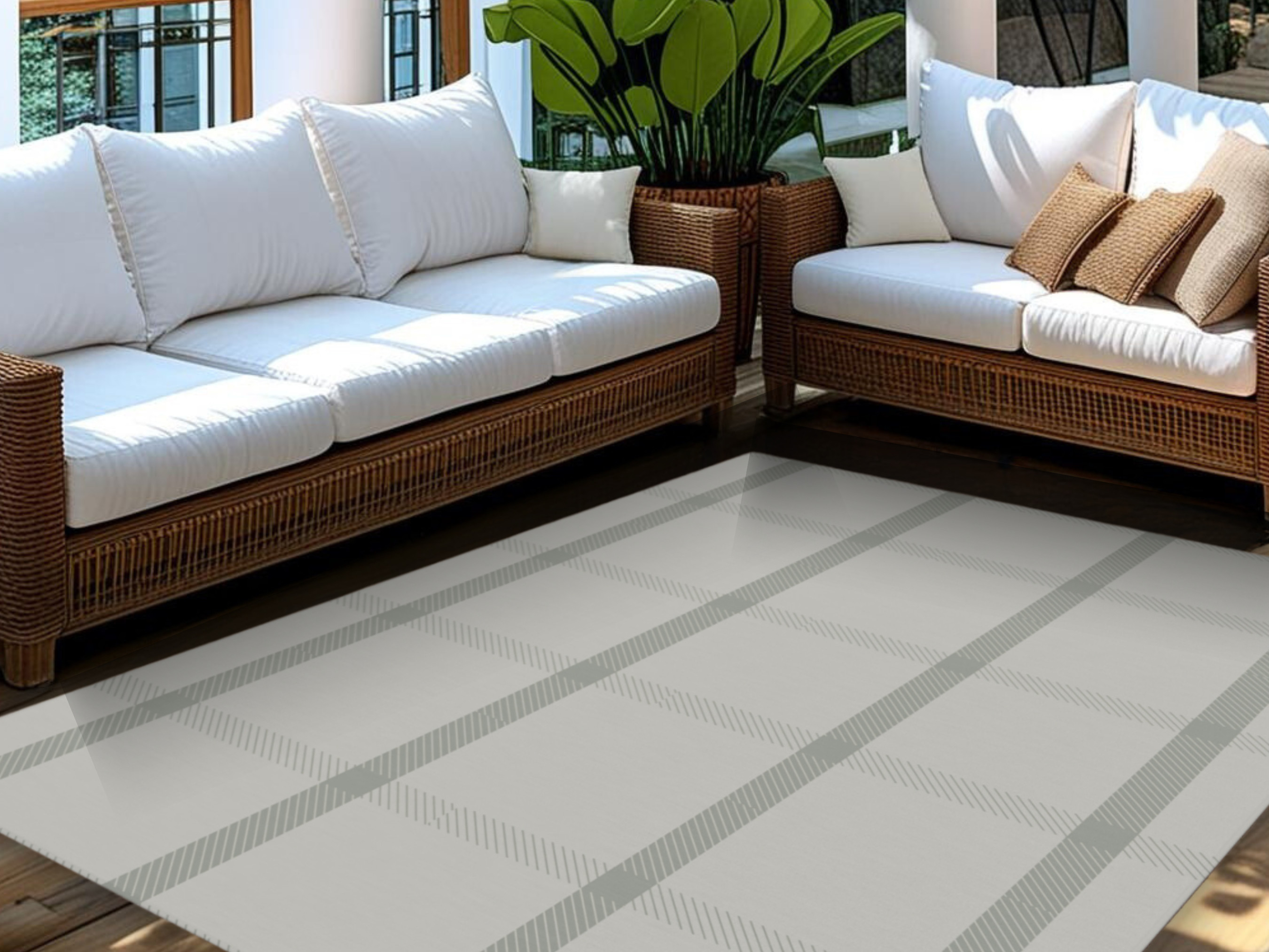 Modern Farmhouse Cottage Faded Green Plaid Rug 

indoor and outdoor nonslip rug 

see all the sizes available for layering, an accent rug or area rug  

 #LTKspring #LTKsummer #LTKstyletip