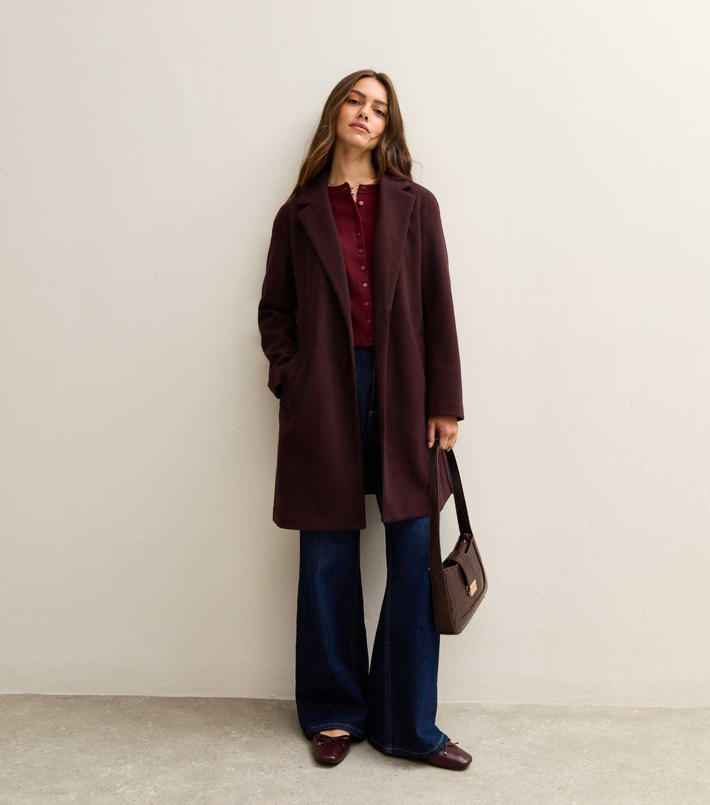 Petite Burgundy Unlined Tailored Coat | New Look | New Look (UK)