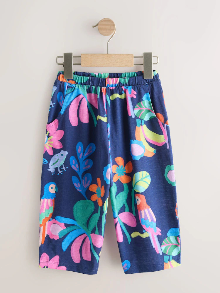 Navy Bird Barrel Leg Trousers (3mths-7yrs) | Next US