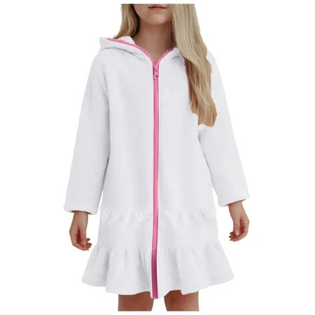 Wxirdiow Kids Swim Cover Up Kids Toddler Swim Cover Up Girls Boys Beach Swimsuit Zipper Bathing Suit Cover Ups Swimwear White Size,7-8 Years | Walmart (US)