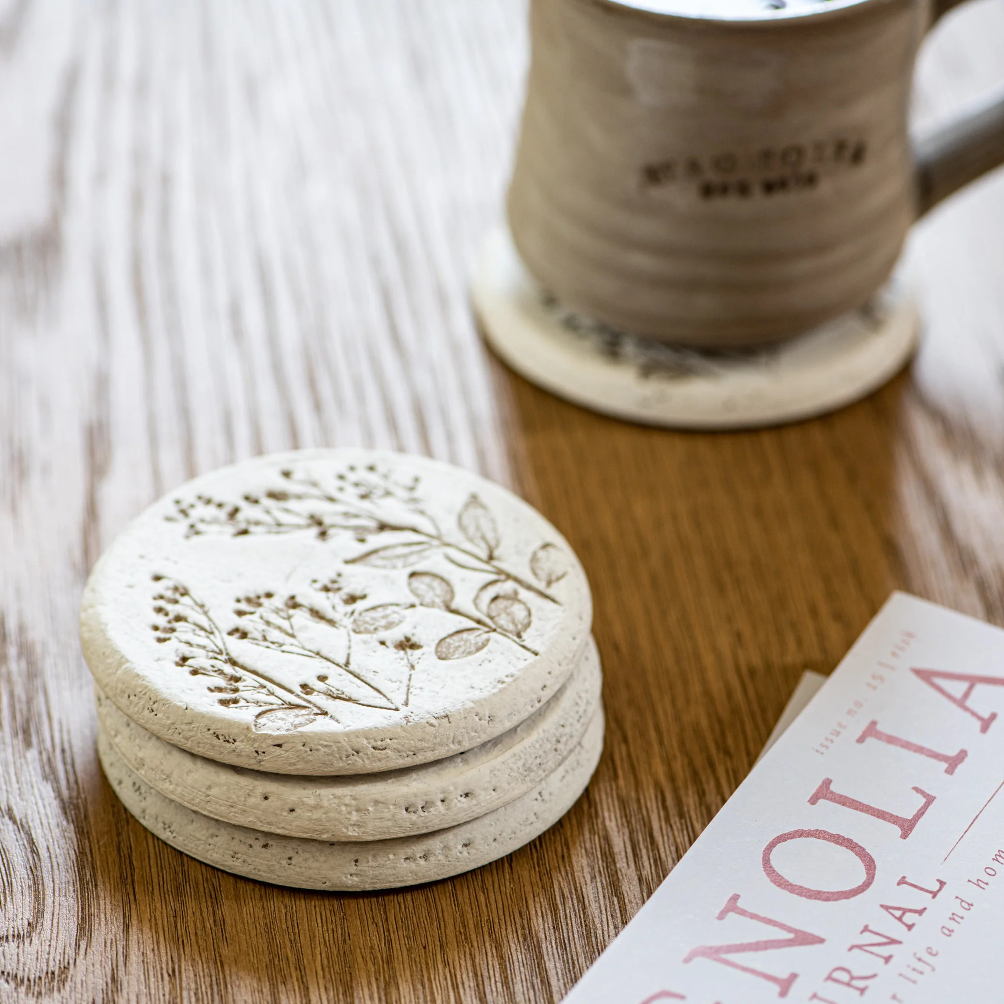 Pressed Flower Plaque Coasters | Magnolia