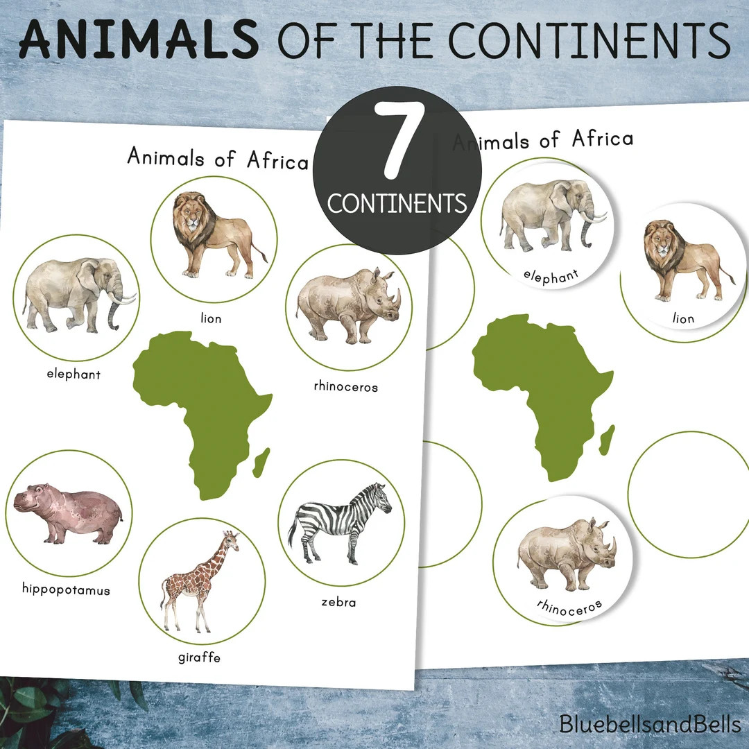 Animals of the Continents Posters and Sorting Activity. - Etsy | Etsy (US)