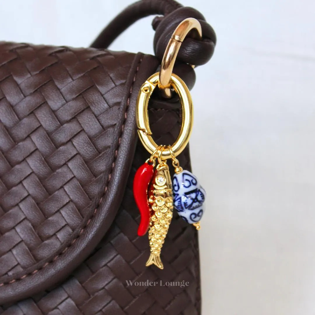 Fish Bag Charm - Sardine Bag Charm Sardine Pendant Gold Fish Charm Keychain Italian Summer Charm ... | Etsy (US)