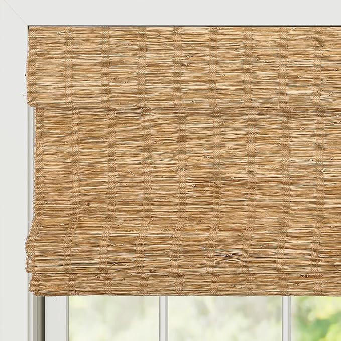 Bamboo Roman Shades, Grass Wheat Cordless Light Filtering Custom Woven Wood Shades, Natural Bambo... | Amazon (US)