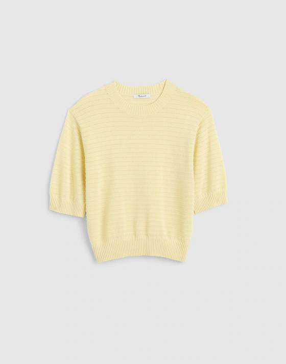 Textural-Stitch Crewneck Sweater in 100% Cotton | Madewell