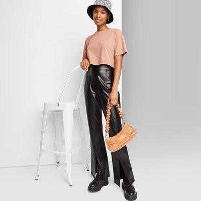 Women's Short Sleeve Botanical Dyed Boxy Cropped T-Shirt - Wild Fable™ | Target