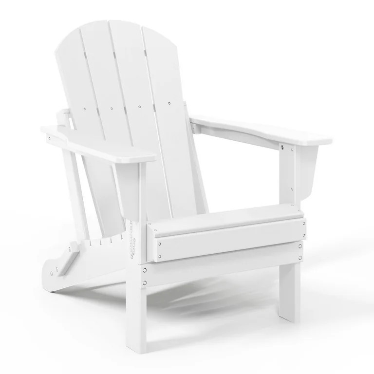 Westintrends Outdoor Folding HDPE Adirondack Chair, Patio Seat, Weather Resistant, White | Walmart (US)