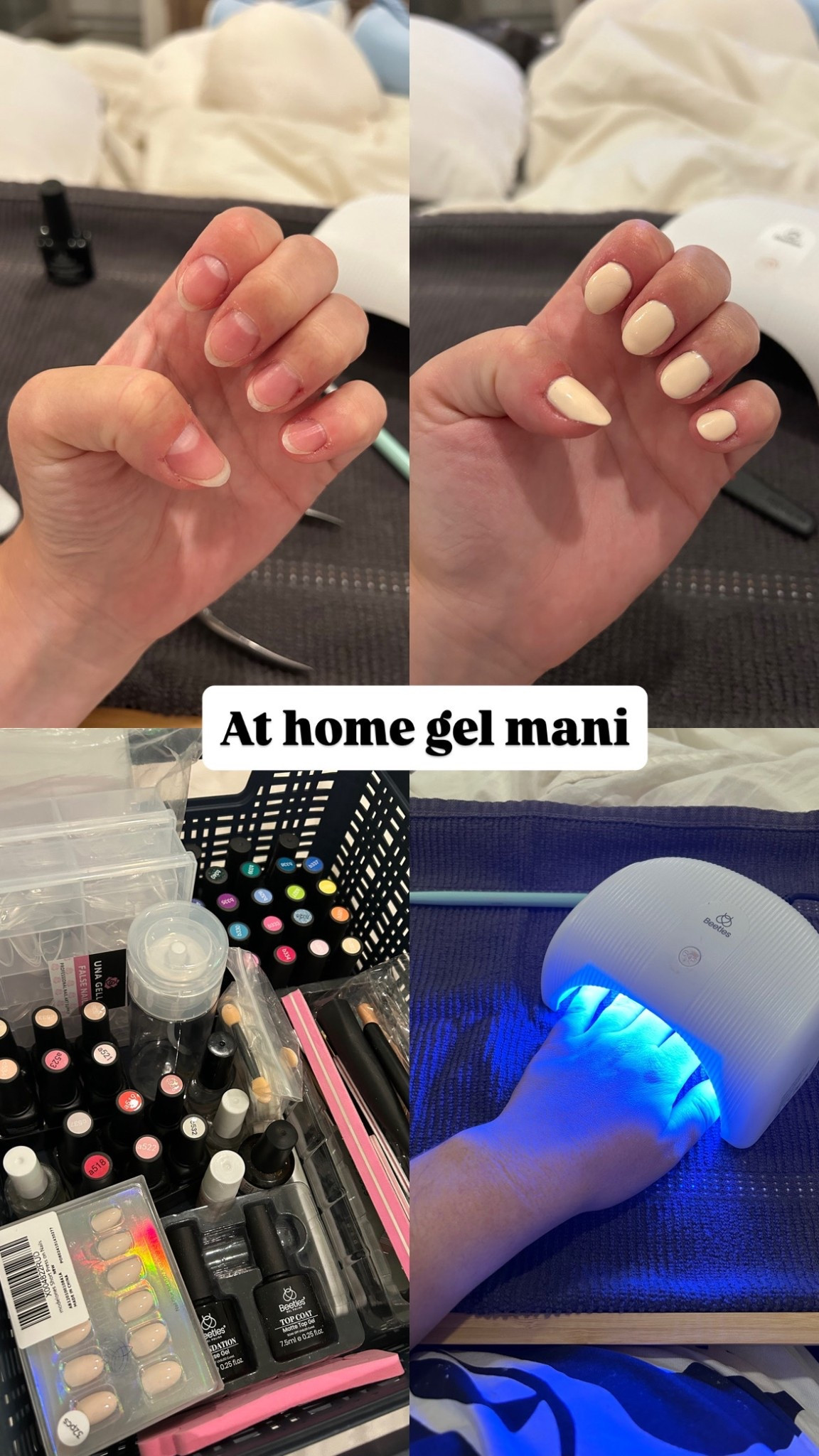 Everything I use to do my gel manicure at home! Takes a little longer than the salon, but saves a ton of money and it’s a little me-time ritual 😊