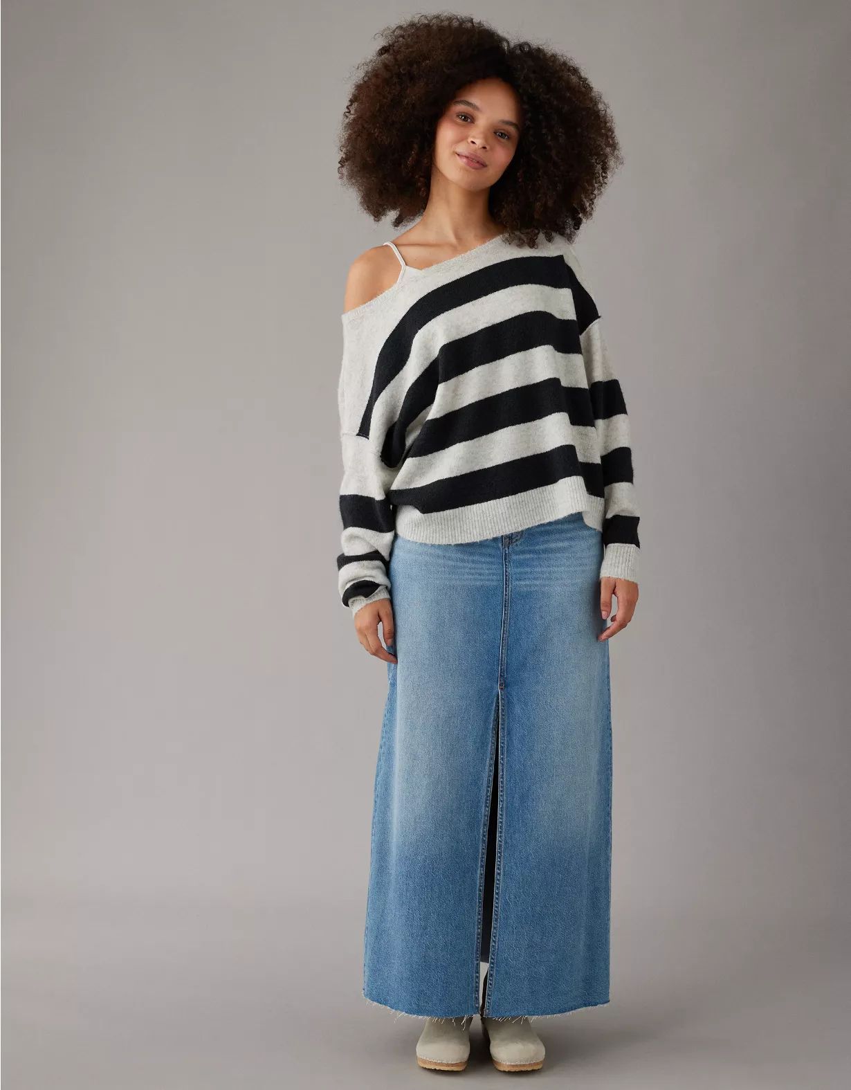 AE Whoa So Soft Striped Ballet-Neck Sweater | American Eagle Outfitters (US & CA)