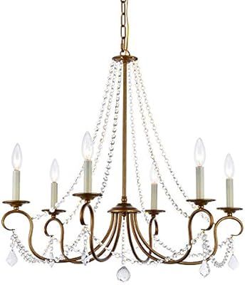 A1A9 Modern 6 Light Candle Style Chandelier with Crystal Accents, Simple Classic/Traditional Pend... | Amazon (US)