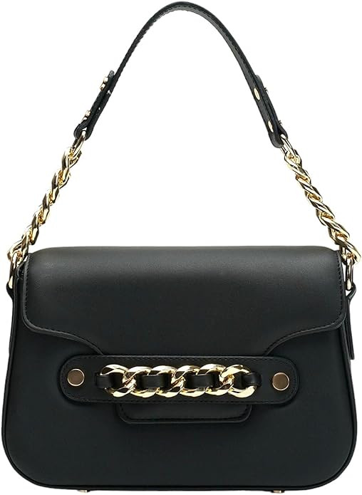 Marcela Clutch Faux Leather Handbag - Women's Shoulder Bag with Chainlink Accent (Multiple Colors... | Amazon (US)