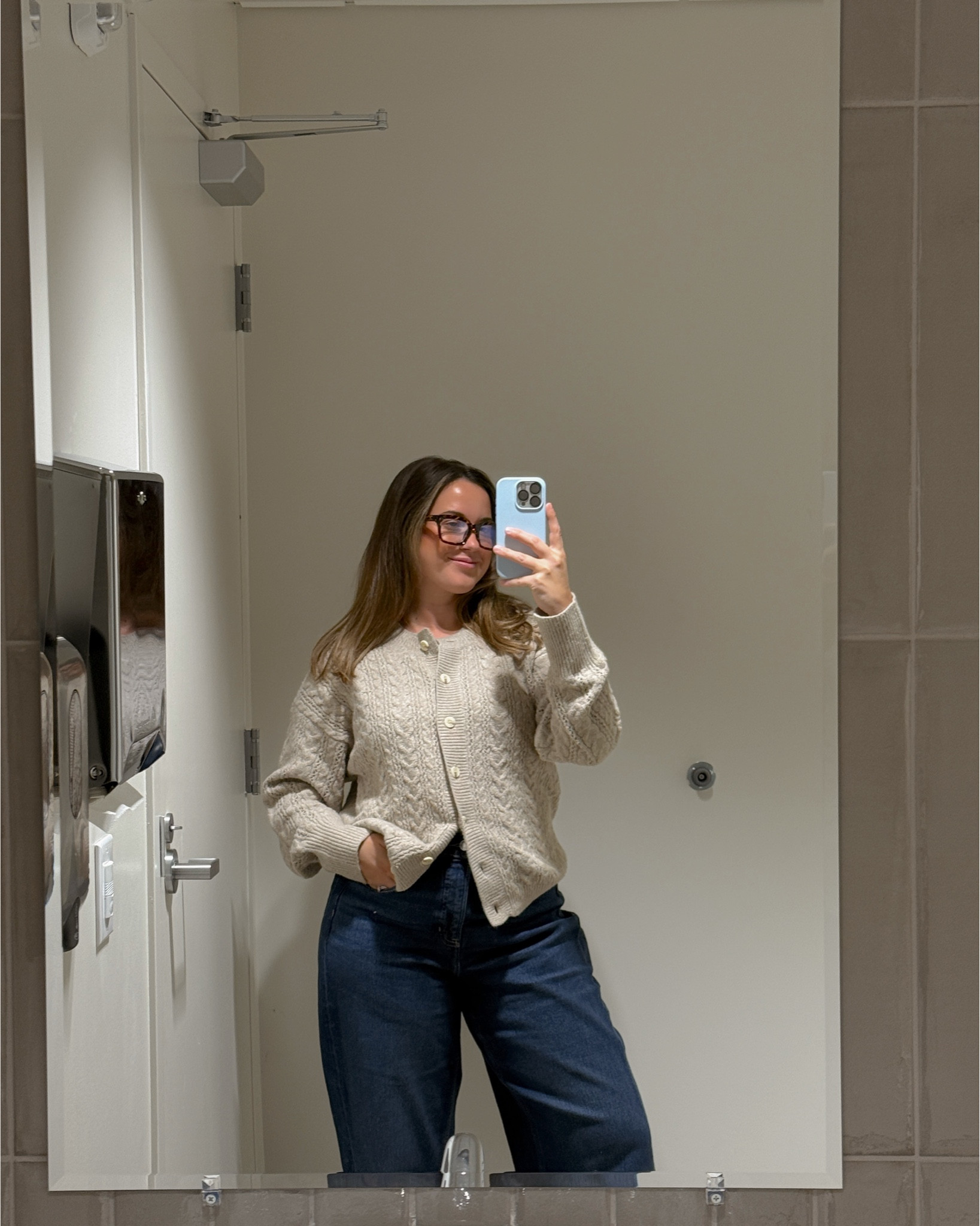 Office OOTD for a Fall ! Cardigan is soooo cozy & cute! Wearing a medium. Jeans are soooo good! They fit so well and are the perfect shade for fall! True to size. 

#LTKSeasonal #LTKSaleAlert #LTKFindsUnder50