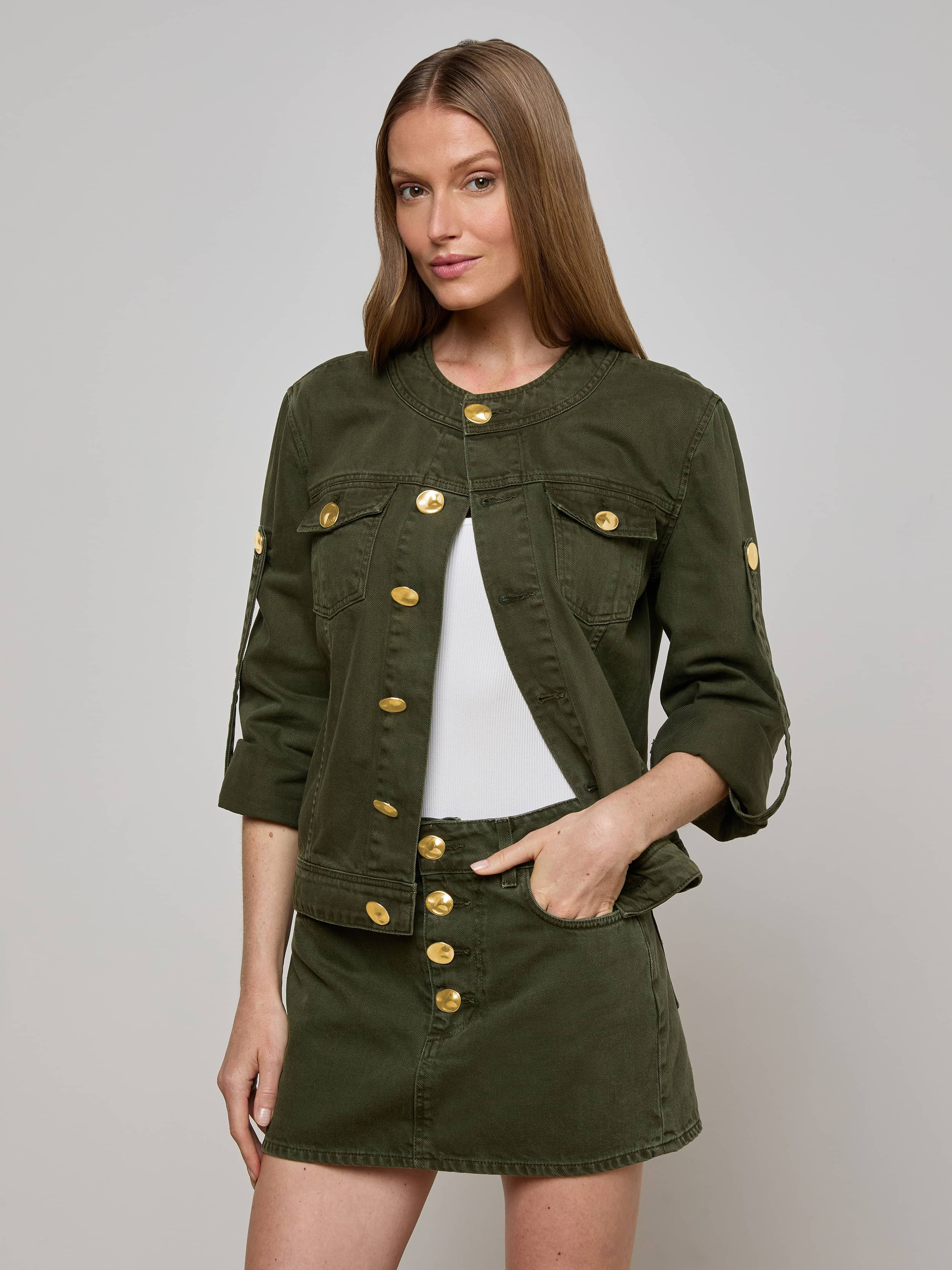 L'AGENCE - Anouk Denim Jacket in Picholine | L'Agence