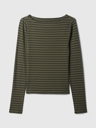 Modern Rib Cropped Boatneck T-Shirt | Gap (US)