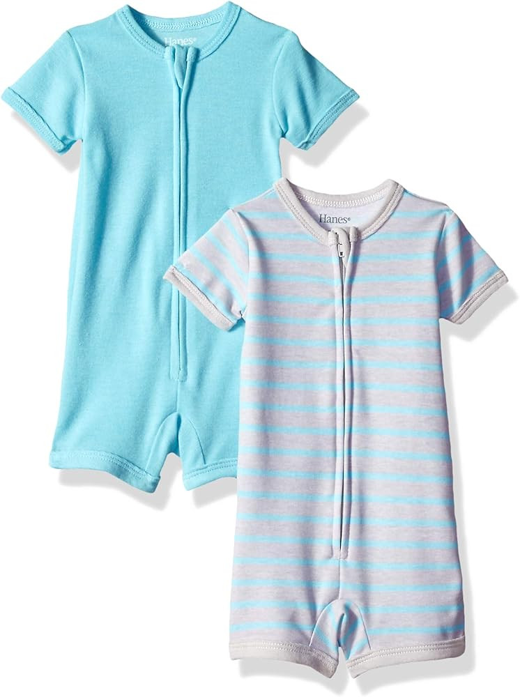 Hanes Ultimate Baby Zippin 2 Pack Rompers | Amazon (US)