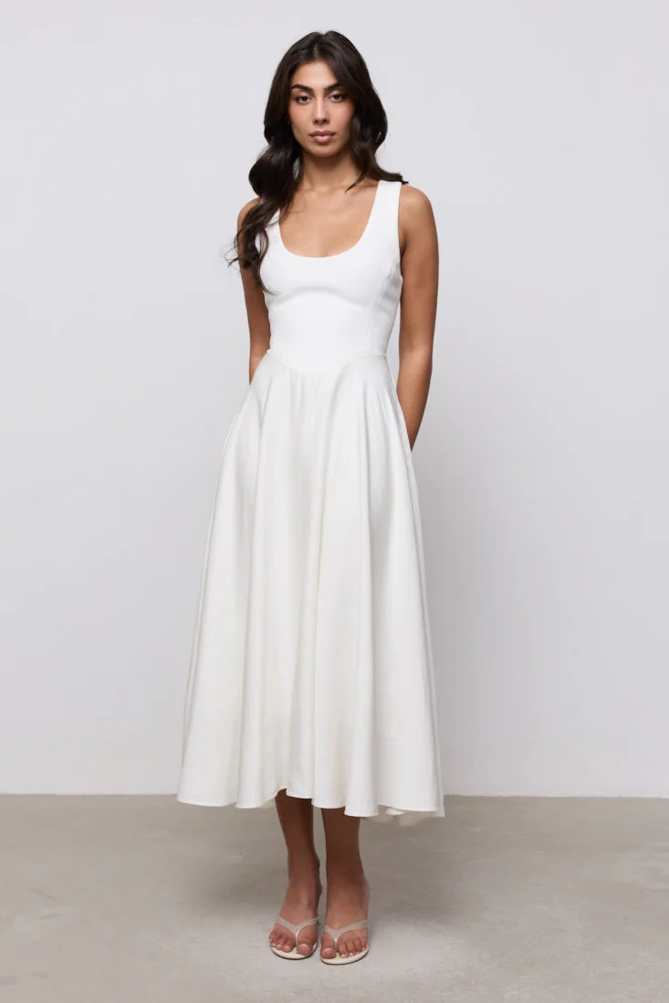 Linen Mix Midi Dress | Odd Muse