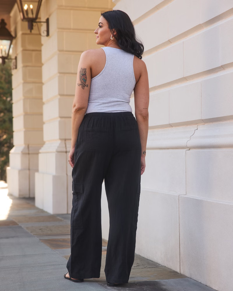 Linen-Blend Pull-On Cargo Pant | Abercrombie & Fitch (US)