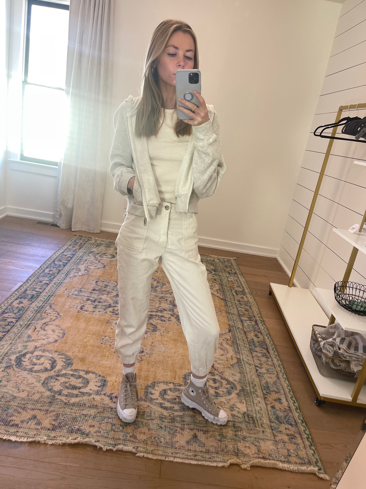 Casual Outfit Inspo. My look for running errands and coworking in Nashville. 

Sweatshirt is H&M 
Tank is H&M
Pants are Zara (I shared other options) 
beige converse platform hikers 
Socks are pack apparel organic cotton
I shared Amazon fashion options too!

Most of this is on sale!

Grey aesthetic, brunch outfit, Outfit of the day,easy outfit, capsule wardrobe, styled basics, Nashville brunch outfit, Minimalist fashion inspo, Minimal outfits, fall style, Nashville style inspo, mom outfit, fall fashion inspo, fall fashion trends, country chic, capsule wardrobe, outfit ideas, casual outfit ideas, street style, chic outfit ideas, western fall, grey outfit, budget style, Nashville style, Nashville casual, grey one piece, athleisure, H&M style



#LTKunder100 #LTKstyletip #LTKsalealert