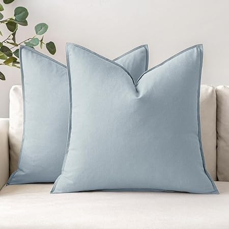 MIULEE Pack of 2 Coastal Blue Linen Pillow Covers 24x24 Inch Decorative Couch Throw Pillow Covers... | Amazon (US)
