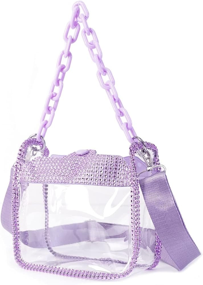 Clear Shoulder Bag for Women Chic Crossbody Bag Tote Hobo Handbag PVC Mini Purse Sling Bag Casual | Amazon (US)