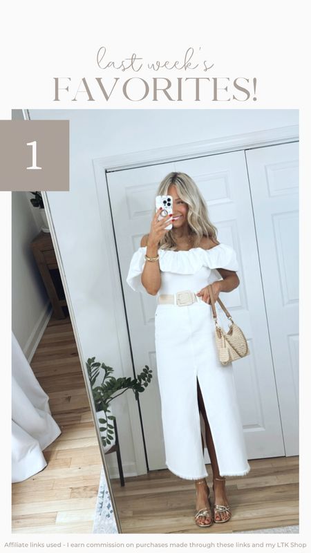 White ruffle off the shoulder top