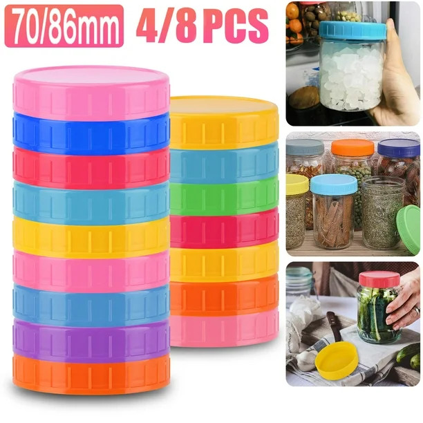 8/4Pcs Plastic Mason Jar Lids Fits Ball, Kerr & More, TSV Storage Canning Jar Caps for 70mm Regul... | Walmart (US)