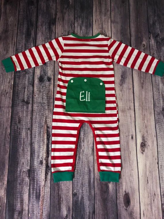 Personalized Red and White Butt Flap Pajamas | Etsy (US)