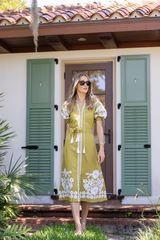 Short Sleeve Coatue Caftan - Chartreuse | Julia Amory