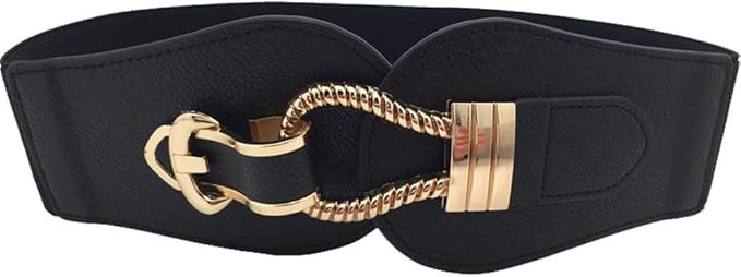Women Wide Belts Elastic Cinch Stretch Band Wrap Metal Buckle Decorative Retro High Waist Belt for D | Amazon (US)