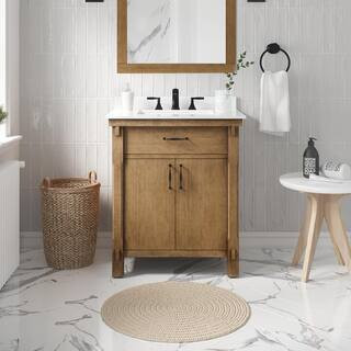 Home Decorators Collection Bellington 30 in. Single Sink Almond Toffee Bath Vanity with White Eng... | The Home Depot