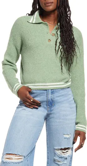 Rib Long Sleeve Polo Sweater | Nordstrom