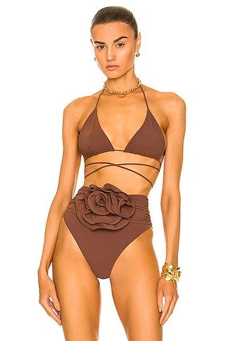 Magda Butrym Wrap Bikini Top in Brown | FWRD | FWRD 