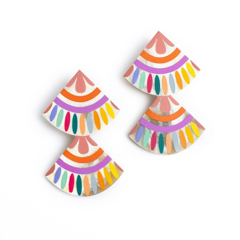 Rainbow Double Tile Earrings | Sunshine Tienda
