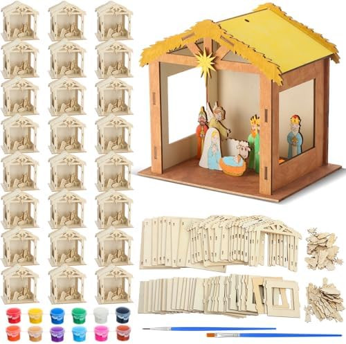 DoubleFill 12 Set Christmas Nativity Painting Craft Kits for Kids Make You Own Religious Jesus Ho... | Amazon (US)