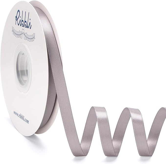 Ribbli Silver Satin Ribbon Double Faced Satin 3/8 Inch x Continuous 50 Yards-Silver Ribbon for Gi... | Amazon (US)