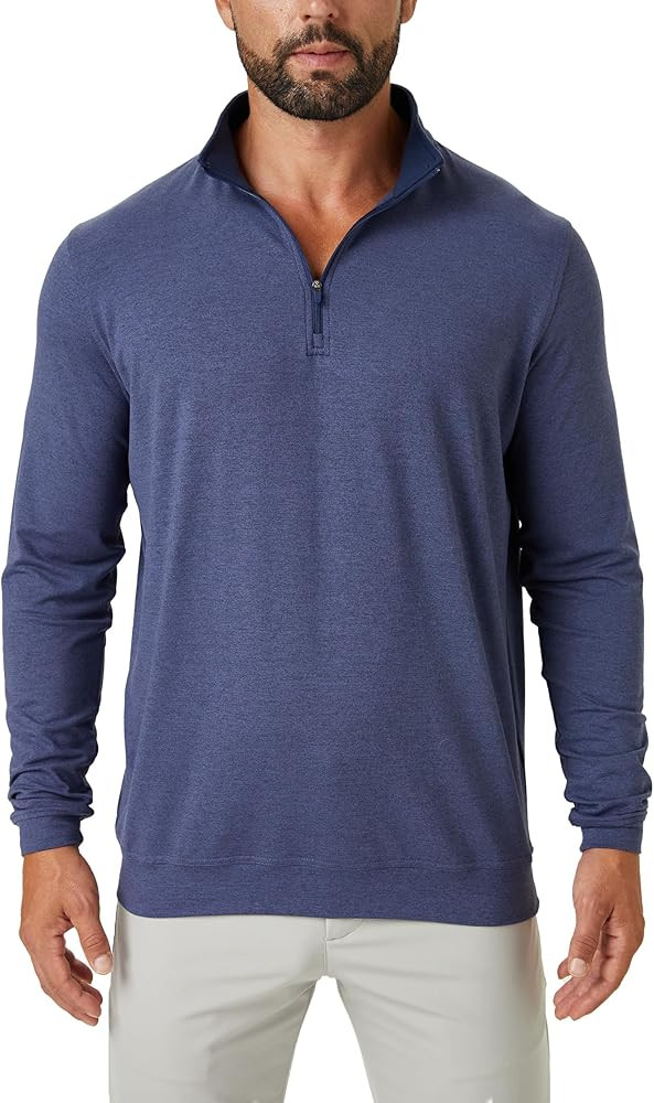 ZIRE Men's Golf Peformance Quarter Zip - Ultra Soft Fabric with Moisture Wicking Four Way Stretch... | Amazon (US)
