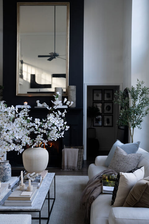 OMG this space is everything I want my home to feel like. Light pours in through the windows and highlights the creamy tones, natural materials, and gentle blue accents scattered throughout. It feels peaceful, elevated, and thoughtfully styled while still being warm and welcoming. EEK this is the definition of effortless, timeless home design that never goes out of style.  

 #LTKSpringSale #LTKSeasonal #LTKHome