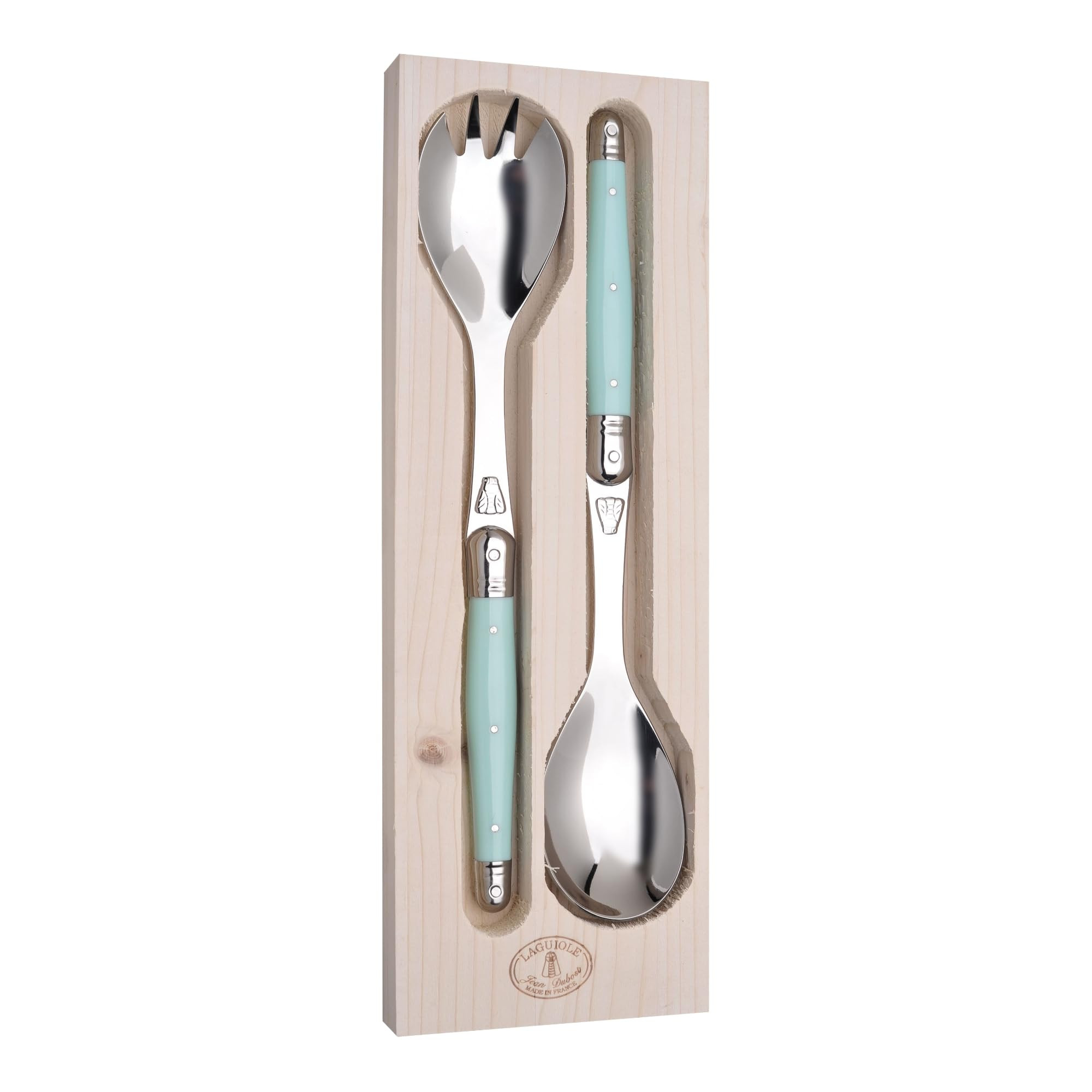 Jean Dubost Salad Servers, Turquoise Handles - Rust-Resistant Stainless Steel - Includes Wooden T... | Amazon (US)