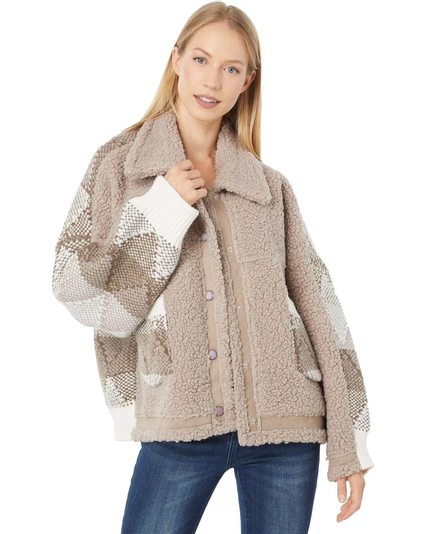 Blank NYC Sweater/Sherpa Button Front Jacket | Zappos