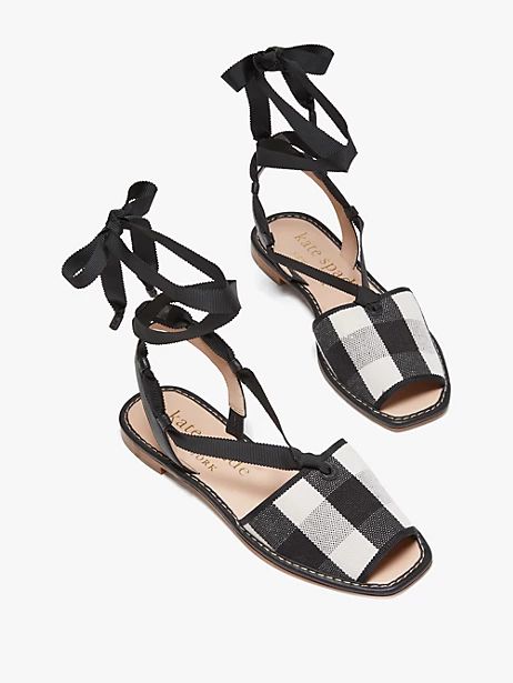 Kate Spade Maggie Sandals, Gingham Black/Cream - 6.5 | Kate Spade (US)