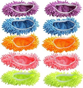Acronde 5Pairs Multi Function Duster Mop Slippers Shoes Cover Chenille Fiber Washable Foot Socks ... | Amazon (US)